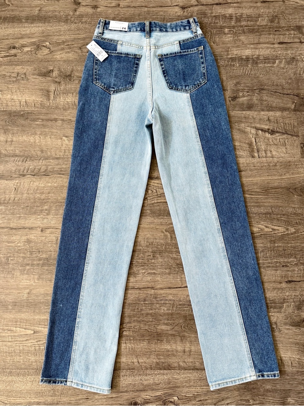 PacSun Two Tone 90s Boyfriend Straight Jeans Colorblock NWT 26 - Picture 3 of 12